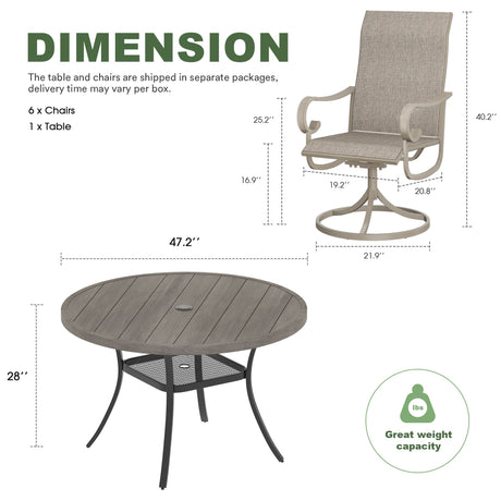 Vicllax 5/7 Pieces Patio Dining Set with Round Dining Table and Swivel Chairs