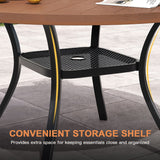 Vicllax Outdoor Plastic Top Patio Wood-Like Grain Round Dining Table for 4/6/8