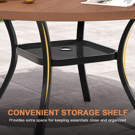 Vicllax Outdoor Dining Table Set of 4/8, Plastic Round Table 41.7" / 56.3" with Swivel Dining Chairs