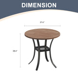 Vicllax Mesa auxiliar redonda de metal para exterior con estante de almacenamiento