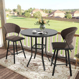 Vicllax 3/5 PCS Outdoor Swivel Bar Set, Patio Wicker Bar Chairs and Round Bar Table