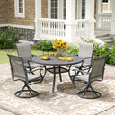 Vicllax Juego de comedor para exterior de 5 piezas con mesa redonda de metal de 42" y 4 sillas giratorias acolchadas