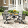 Vicllax 5/7 Pieces Outdoor Dining Set, Metal Round Dining Table and Premium Swivel Chairs