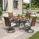 Vicllax 5 Pieces Outdoor Dining Set, 37.8"Square dining Table and Sierra Swivel Chair