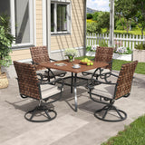 Vicllax 5 Pieces Outdoor Dining Set, 37.8"Square dining Table and Sierra Swivel Chair