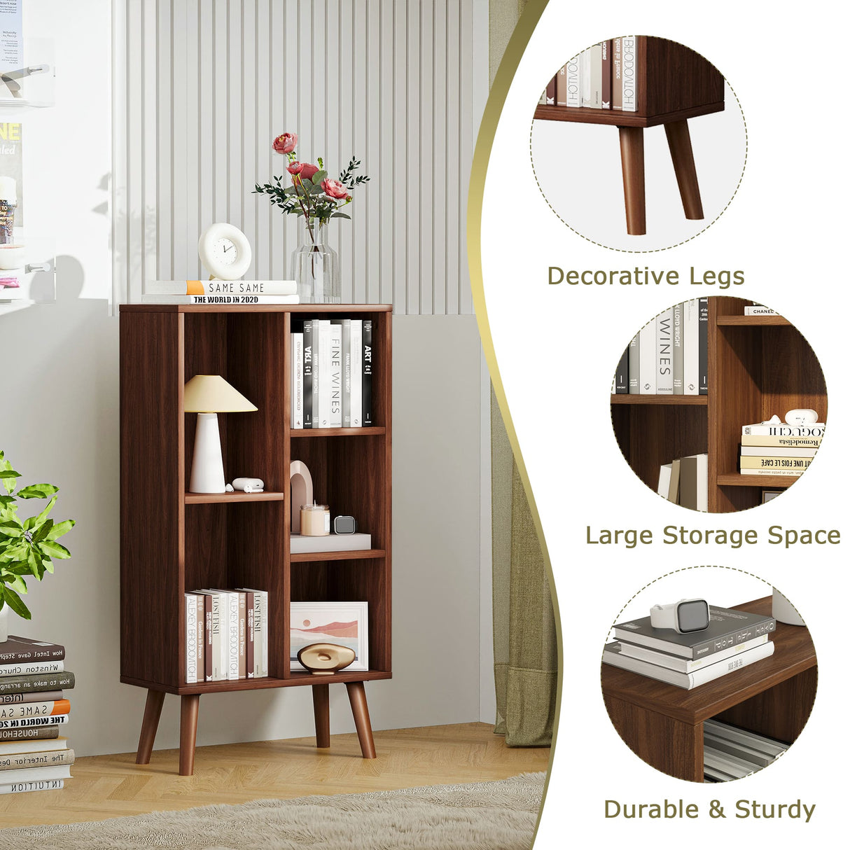 Vicllax Open Bookshelf with Legs, Storage Cube Floor Standing Display Shelf