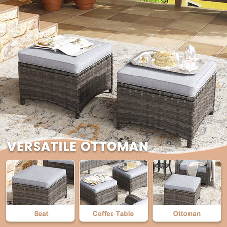 Vicllax Patio Wicker Oasis Lounge Set, 9 Seater with Fire table