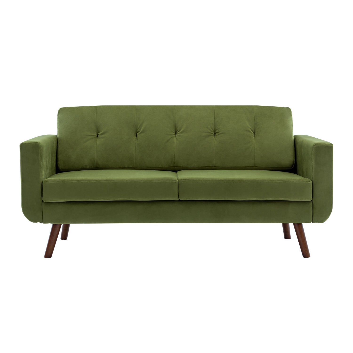 Bella Sofá de dos plazas de lino/terciopelo de 65" de ancho, pequeño y moderno sofá de dos plazas con respaldo capitoné