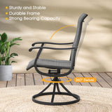 Vicllax 7/9 Pieces Outdoor Dining Set with Black Metal Rectangular Table and Textilene Swivel Chair