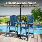 Vicllax Outdoor HDPE Adirondack Bar Chair, Patio Bar Stools with Umbrella Hole