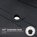 Vicllax Outdoor Dining Table for 6, Patio Metal Curved Steel Slat Table with Umbrella Hole