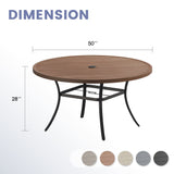 Vicllax 50” / 60" Outdoor Round Metal Dining Table with Umbrella Hole for 6,8
