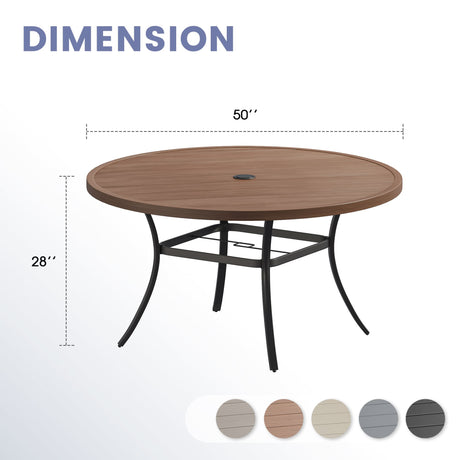 Vicllax Mesa de comedor redonda de metal para exterior de 54" para 6 y 8 personas