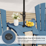 Vicllax Outdoor HDPE Adirondack Bar Chair, Patio Bar Stools with Umbrella Hole