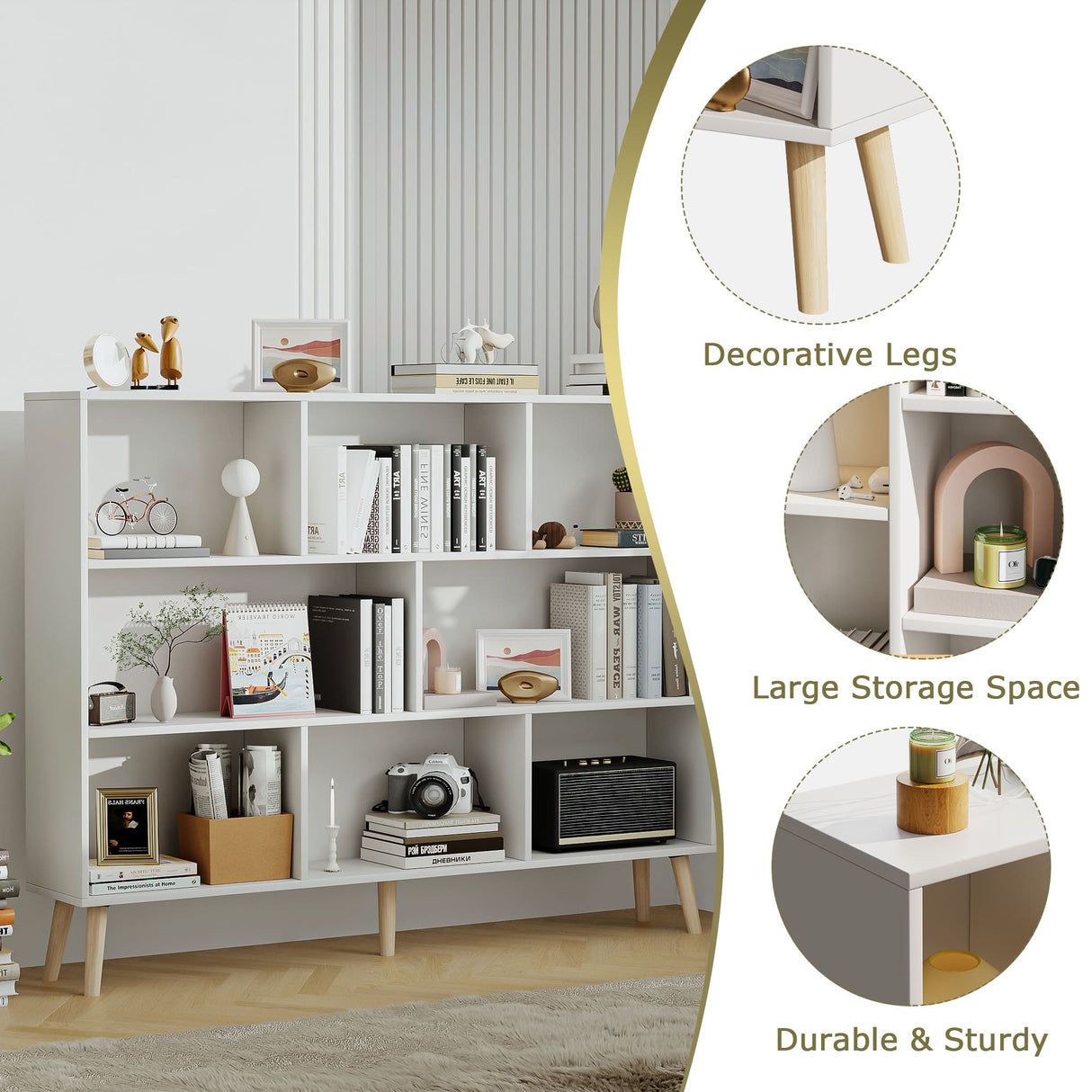 Vicllax Open Bookshelf with Legs, Storage Cube Floor Standing Display Shelf