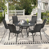 Vicllax 7 Pieces Outdoor Dining Set, 47.2"Round Table and Horizon Stackable Chair