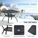 Vicllax 5 Pieces Outdoor Dining Set, 37.8" Square Metal Table and Stackable Sling Chairs