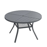 Vicllax Round Patio Dining Table for 4/6/8, Outdoor Large Metal Table