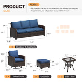 VICLLAX Versatile Wicker Patio Set: 5 Seater with Fire Table/Ottoman