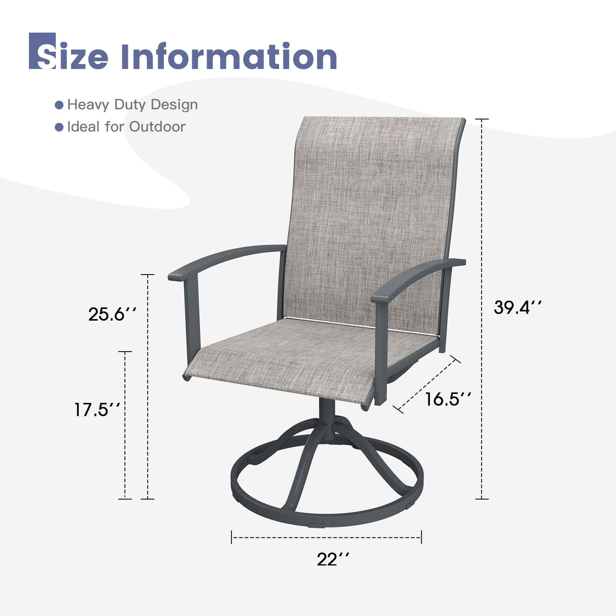 Vicllax 360° Outdoor Swivel Chairs with Ergonomic Armrests, Available in Sets of 2/4/6
