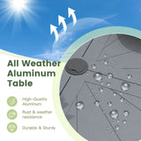 Vicllax Outdoor Round Dining Table, Patio Aluminum Tabletop with Storage Shelf