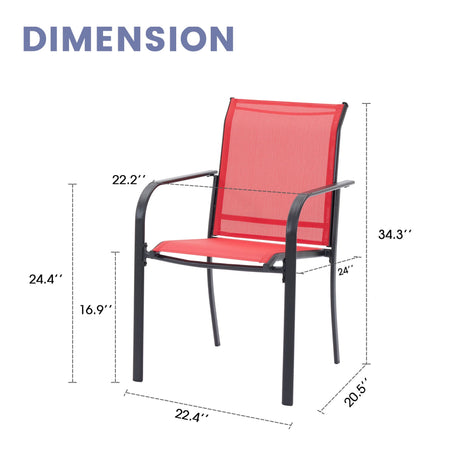 Vicllax Sillas de comedor con cabestrillo de textileno y metal para patio al aire libre con reposabrazos 