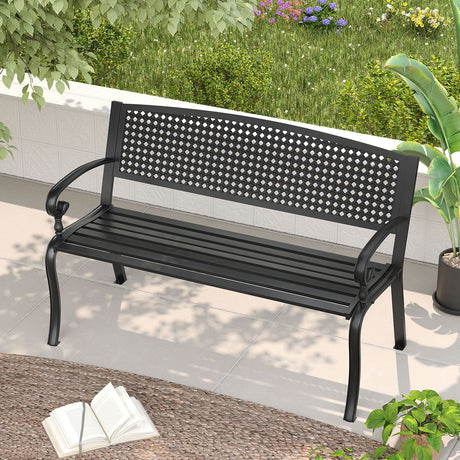 Vicllax Outdoor Garden Bench, Waterproof Patio Metal Bench