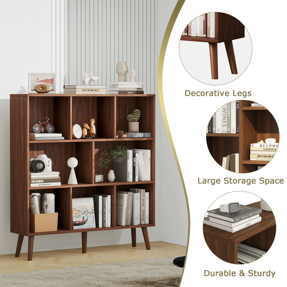 Vicllax Open Bookshelf with Legs, Storage Cube Floor Standing Display Shelf