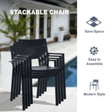 Vicllax Juego de comedor para exterior de 7 piezas con mesa redonda de metal de 48" y sillas con apoyabrazos