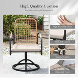 Vicllax 7 Pieces Outdoor Dining Set, Metal 63" Rectangular Table and Solana Swivel Chair