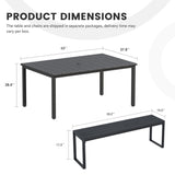 Vicllax 3-Piece Rectangular Metal Outdoor Dining Table and Bench Set