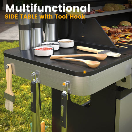 Vicllax BBQ Propane Gas Grill, Freestanding Grill Cart with Wheels