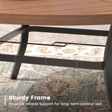 VICLLAX 9-pcs Outdoor Dining Set, 60” Round Metal Table with Umbrella Hole & 8 Swivel Textilene Chairs