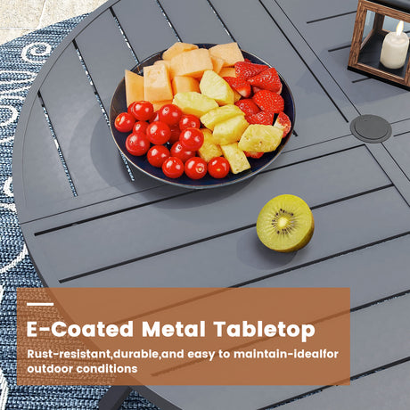 Vicllax 7 Pieces Outdoor Dining Set with 50" Round Metal Table and Armrest Chairs