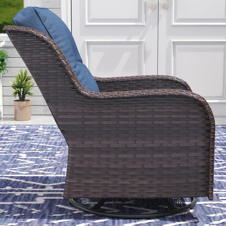 Vicllax Patio Wicker Oasis Lounge Set, 8-Piece Outdoor Sofa Set with Fire Pit Table(Swivel Sofa Chair Set)