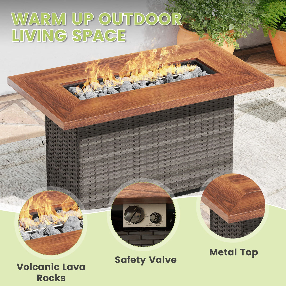 Vicllax Versatile Wicker Patio Set: 9 Pieces with Fire Table & Ottoman