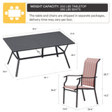 Vicllax 7 PCS Patio Dining Set, Large Outdoor Sling Chair and Metal Dining Table