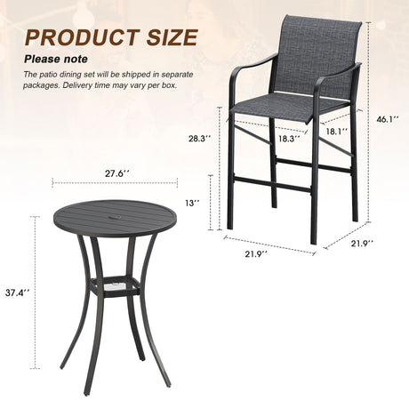 Vicllax 3/5 PCS Outdoor Bar Set, Patio High Bar Chairs and Round Bar Table