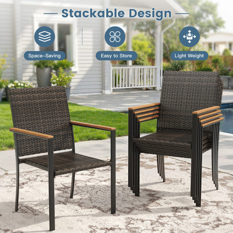 Vicllax 11 Pieces Outdoor Dining Set, 60" Dining Table and 10 Stackable Armchairs