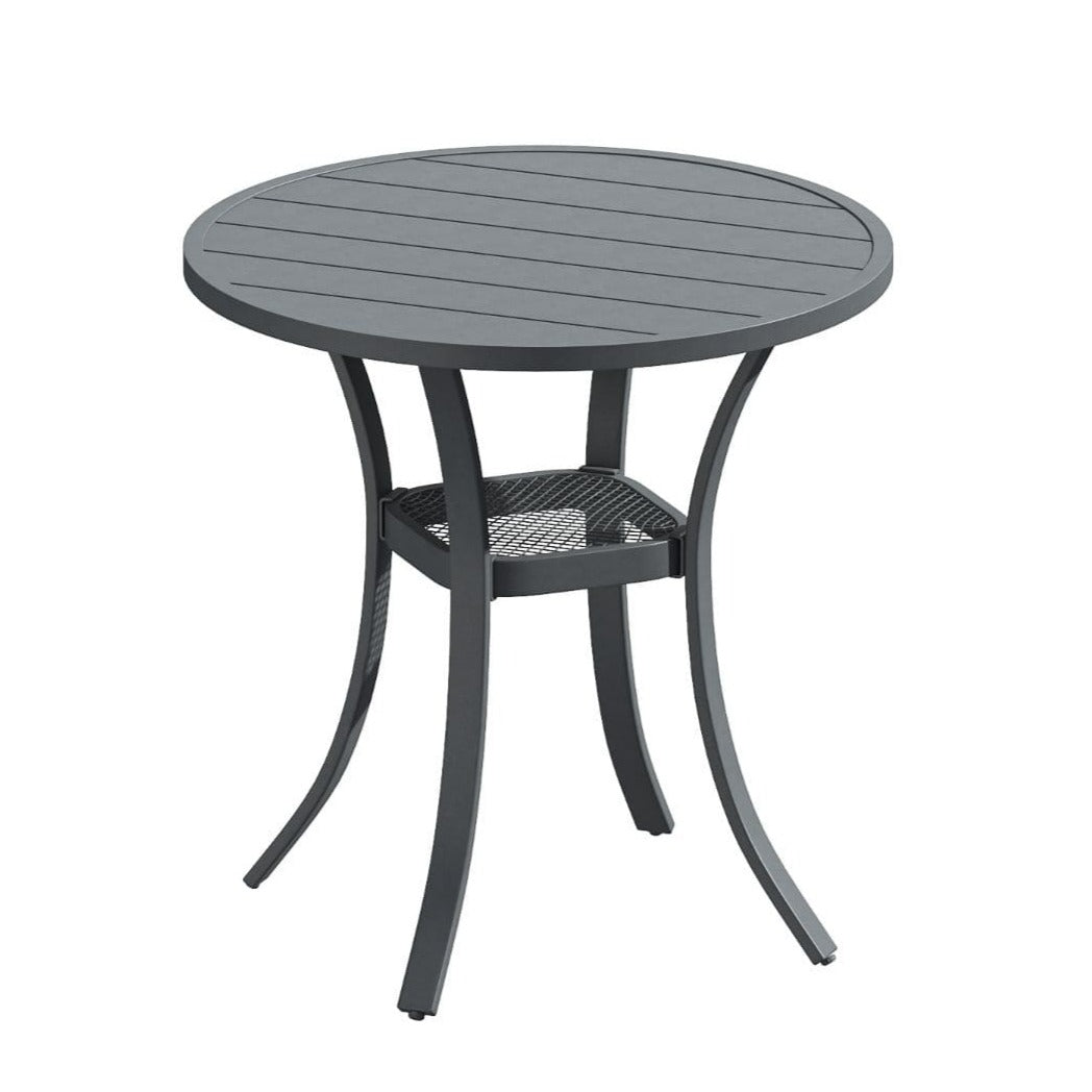 Vicllax Mesa auxiliar redonda de metal para exterior con estante de almacenamiento