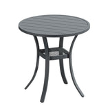 Vicllax Mesa auxiliar redonda de metal para exterior con estante de almacenamiento