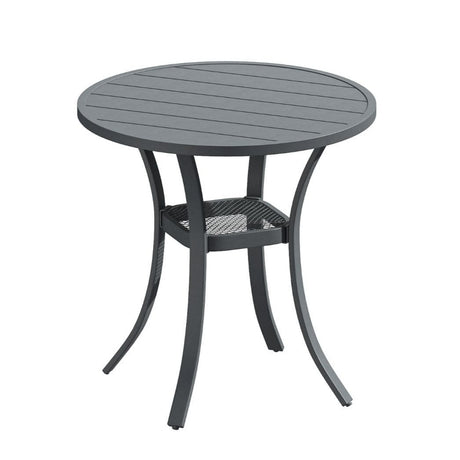 Vicllax Mesa auxiliar redonda de metal para exterior con estante de almacenamiento