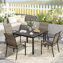 Vicllax 5 Pieces Outdoor Dining Set with 40" Square Table and Padded Stackable Chairs