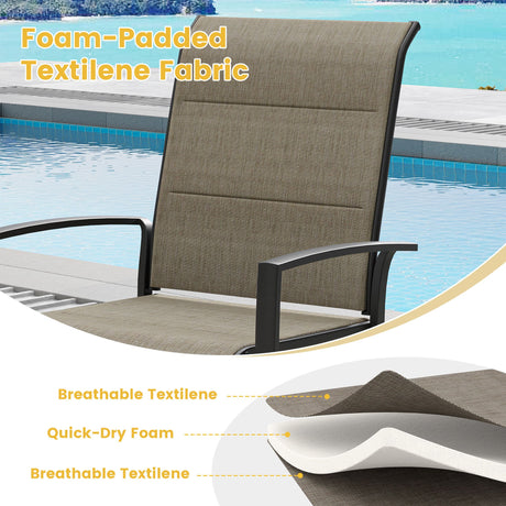 Vicllax 5 Pieces Outdoor Dining Set with 40" Square Table and Padded Stackable Chairs