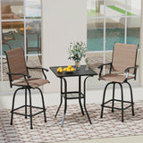 Vicllax Mesa de bar para exteriores con orificio para sombrilla, mesa cuadrada de altura con barra de metal para patio 