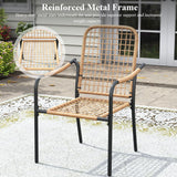 Vicllax 9 PCS Patio Dining Table Set, 53" Round Metal Table and Solana Stackable Chair