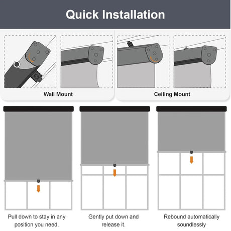 Vicllax Outdoor Retractable Spring Pull Roller Shade, Patio Exterior Cordless Blinds