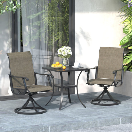Vicllax 3-Piece Patio Bistro Set, Outdoor Swivel Chairs and 27.6" Small Metal Table With Storage Rack