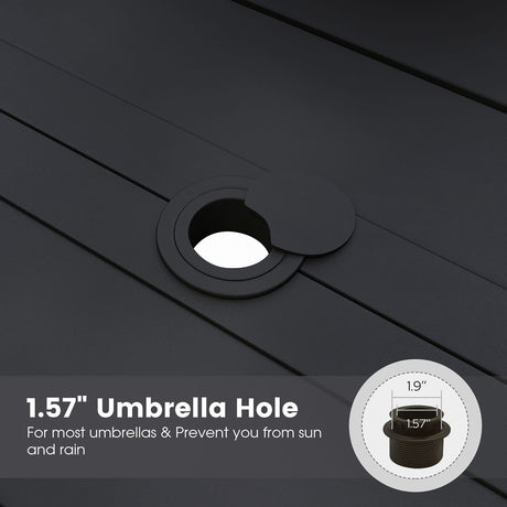 Vicllax Juego de comedor de exterior de 7 piezas con mesa rectangular de metal y sillas giratorias de textileno