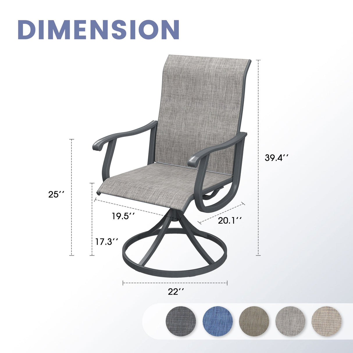 Vicllax 3-Piece Patio Bistro Set, Outdoor Swivel Chairs and 27.6" Small Metal Table With Storage Rack
